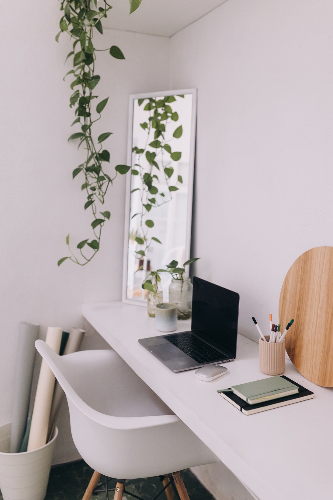 Minimalist Workspace with Houseplants